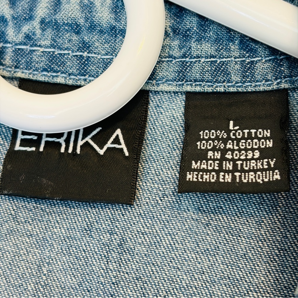Erika Denim Button Down Shirt with Lace Trim - Picture 6 of 6